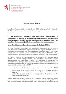 Lettre circulaire concernant la déclaration publique du GAFI, juin 2026