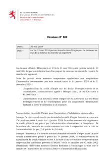 Circulaire N°820 Loi du 22 mai 2024
